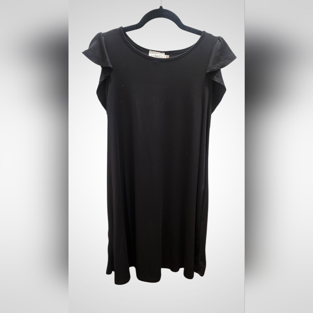Ninexis Black Ruffle Sleeve Midi Dress Sz M